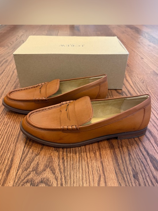 J. Crew Shoes - J.Crew Leather Penny Loafers Size 9 Warm Chai Brown Classic Slip On NWT